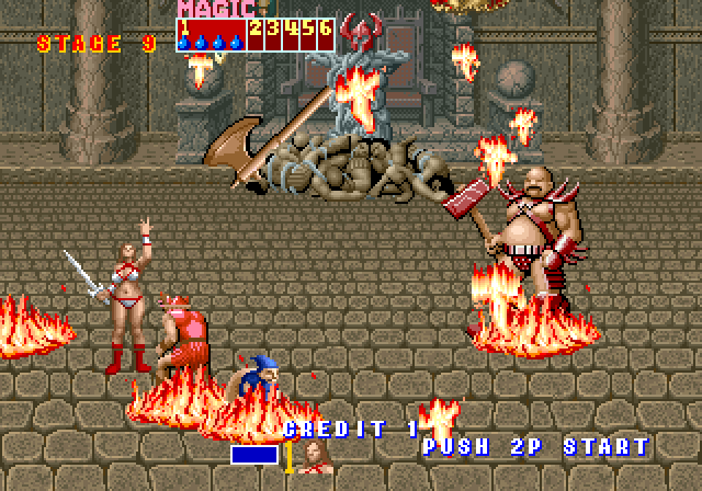 Golden Axe Arcade Screenshot: Magic can help with multiple opponents at once...