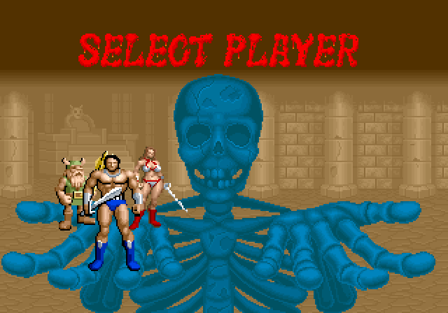 Golden Axe Arcade Screenshot: Game start; select a player!