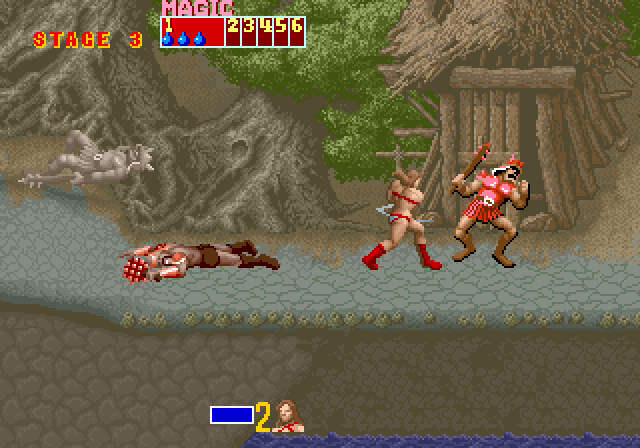 Golden Axe Arcade Screenshot: Attacking an opponent.