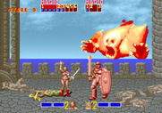 Golden Axe for Arcade - Using magic to defeat a tough opponent.