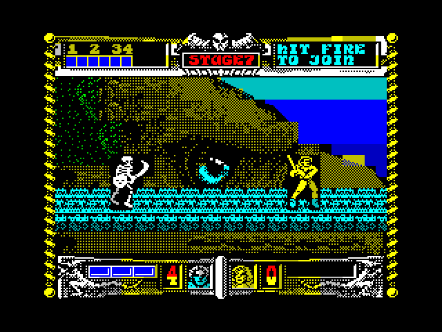 Golden Axe ZX Spectrum Screenshot: Another skeleton prepares to attack...