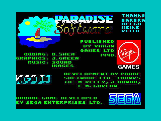 Golden Axe ZX Spectrum Screenshot: Ending credits screen.