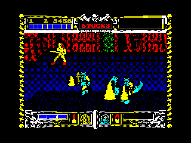 Golden Axe ZX Spectrum Screenshot: Using magic to attack multiple opponents!