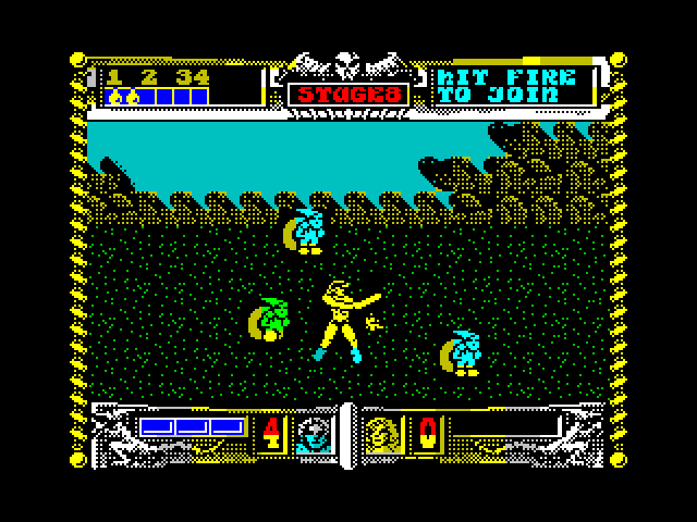 Golden Axe ZX Spectrum Screenshot: Power up while you can, you'll need it!