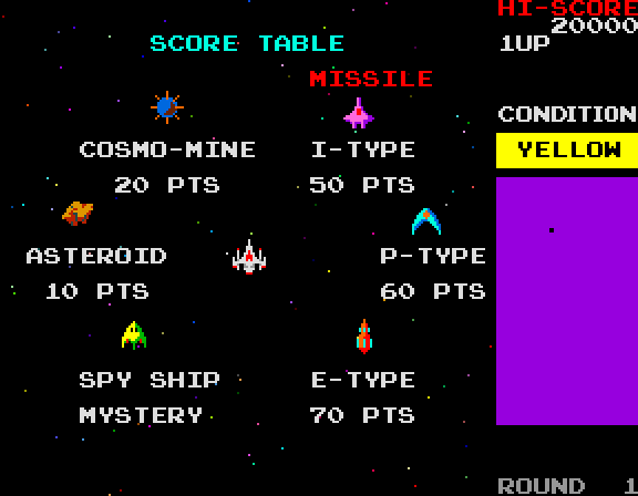 Bosconian Arcade Screenshot: Score table.
