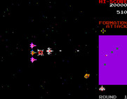 Bosconian for Arcade - Blasting some enemies that are in pursuit...