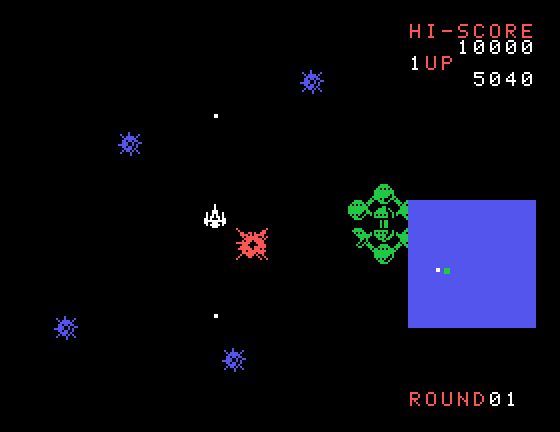 Bosconian Sord M5 Screenshot: One opponent destroyed, but more will take its place...