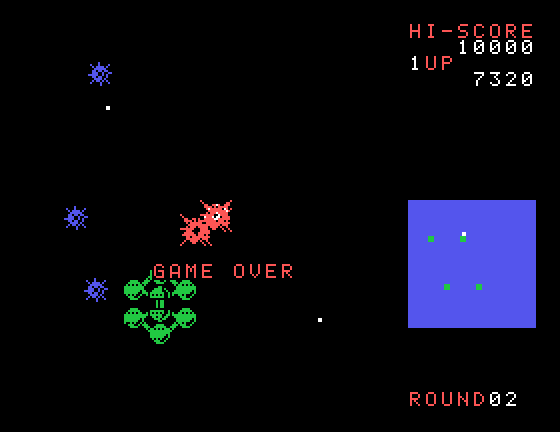 Bosconian Sord M5 Screenshot: Game over.
