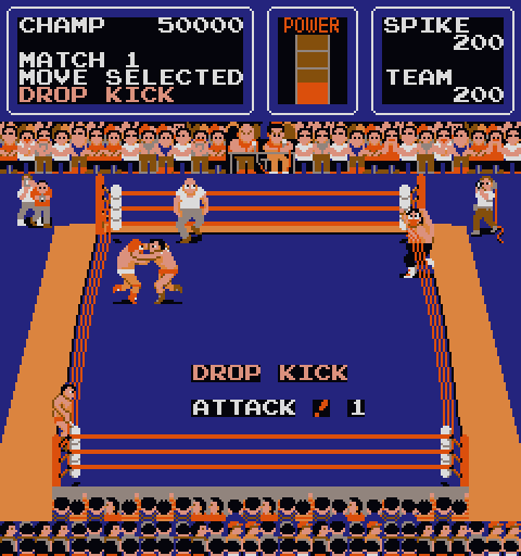 Tag Team Wrestling Arcade Screenshot: Attacking my opponent...