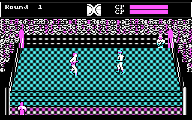 Tag Team Wrestling IBM PC/Compatibles Screenshot: Round 1 begins...
