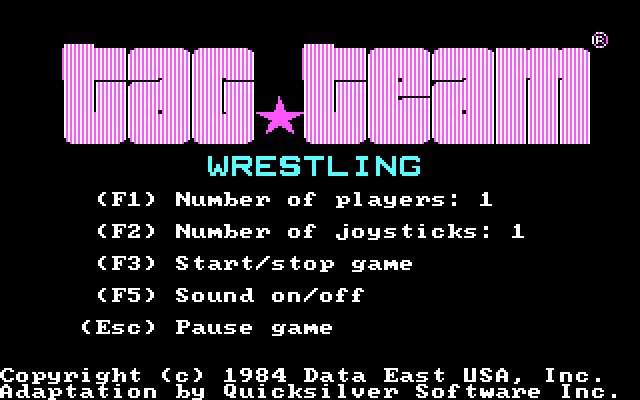 Tag Team Wrestling IBM PC/Compatibles Screenshot: Title screen.