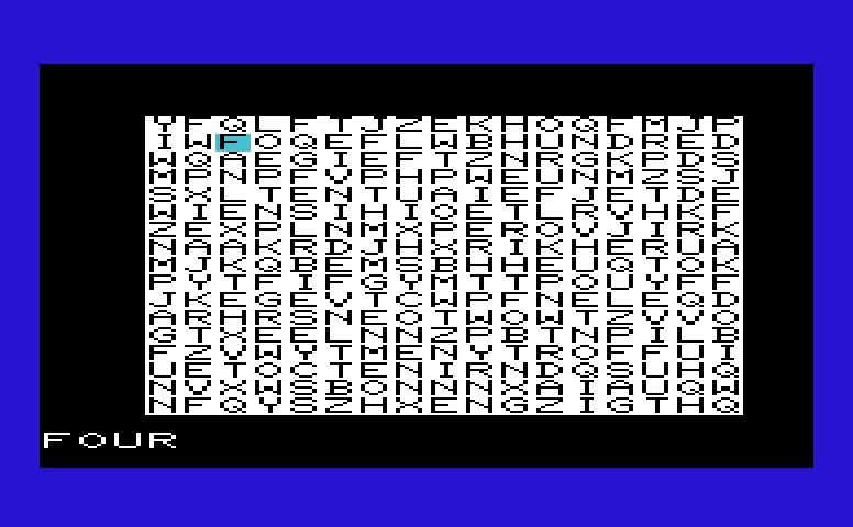 Triple Play Commodore VIC-20 Screenshot: Hidden Words: Game start.
