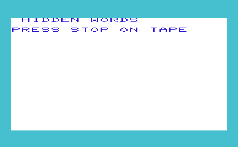 Triple Play Commodore VIC-20 Screenshot: Hidden Words: Title and loading screen.