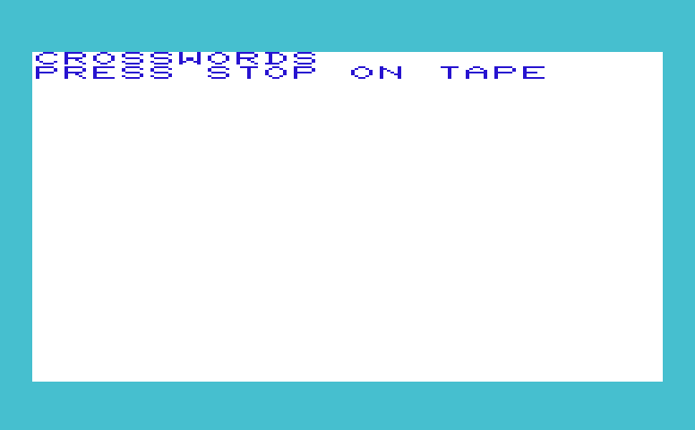 Triple Play Commodore VIC-20 Screenshot: Crosswords: Title and loading screen.