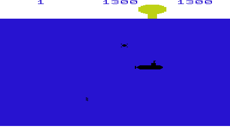 Sub Chase Commodore VIC-20 Screenshot: I've been hit!