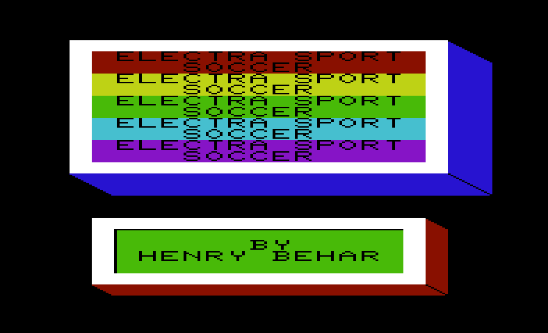Electra Sport Soccer Commodore VIC-20 Screenshot: Title screen.