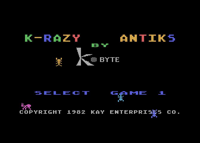K-Razy Antiks Atari 8-bit Screenshot: Title screen.