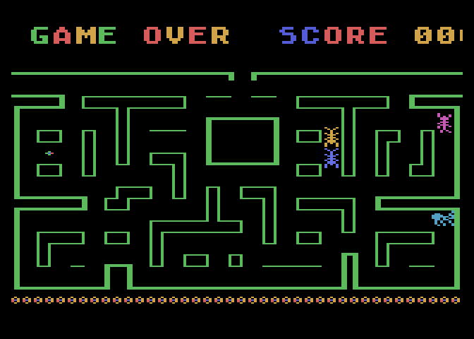 K-Razy Antiks Atari 8-bit Screenshot: Game over.