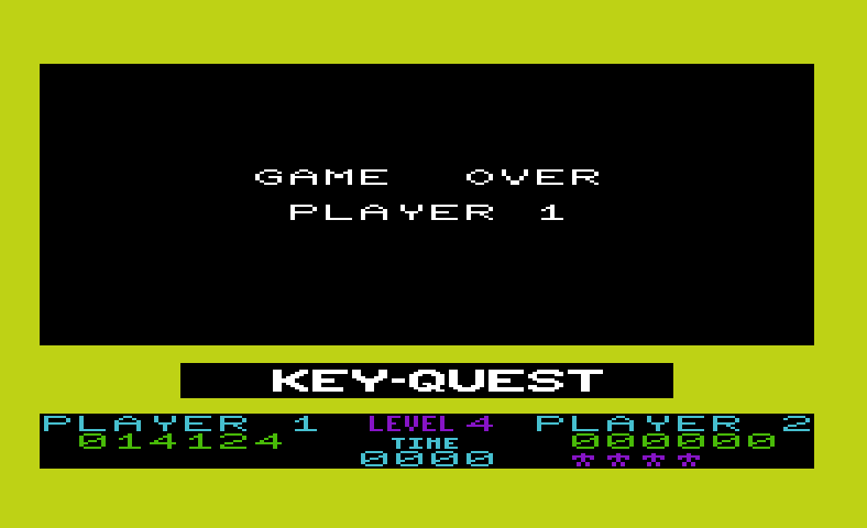 Key Quest Commodore VIC-20 Screenshot: Game over.