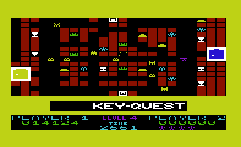 Key Quest Commodore VIC-20 Screenshot: I need the key to unlock the door...