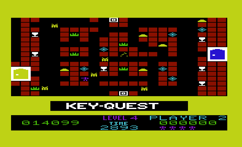 Key Quest Commodore VIC-20 Screenshot: Level 4; hiding in a corner...