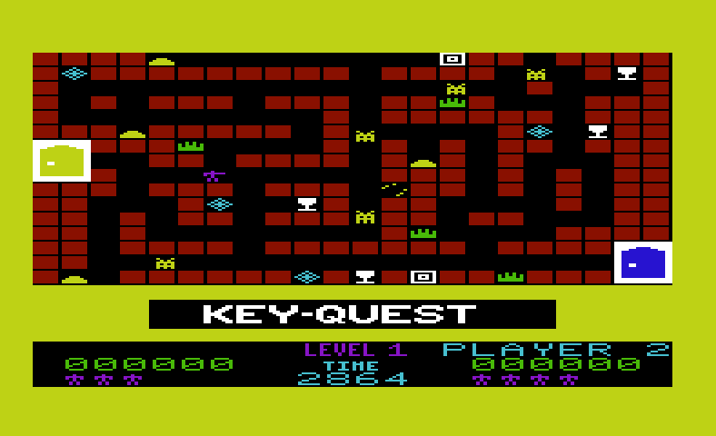 Key Quest Commodore VIC-20 Screenshot: Game start.