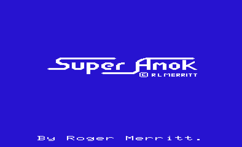Super Amok Commodore VIC-20 Screenshot: Title screen.