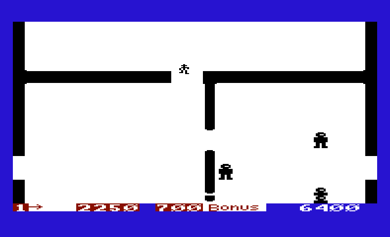 Super Amok Commodore VIC-20 Screenshot: When you move to another room the screen scrolls...