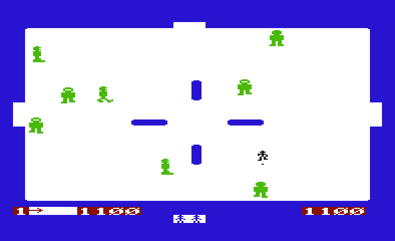 Super Amok Commodore VIC-20 Screenshot: There are several different maze layouts.