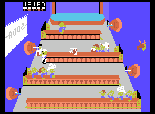 Tapper ColecoVision Screenshot: The bars face different directions now.