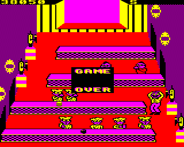 Tapper BBC Micro Screenshot: Game over.