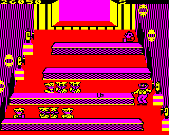 Tapper BBC Micro Screenshot: The bar structure becomes more complex...