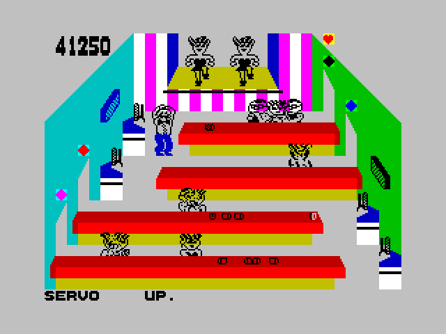 Tapper ZX Spectrum Screenshot: If you collect a tip dancing girls appear to distract customers...but only a few, and only for a short while!