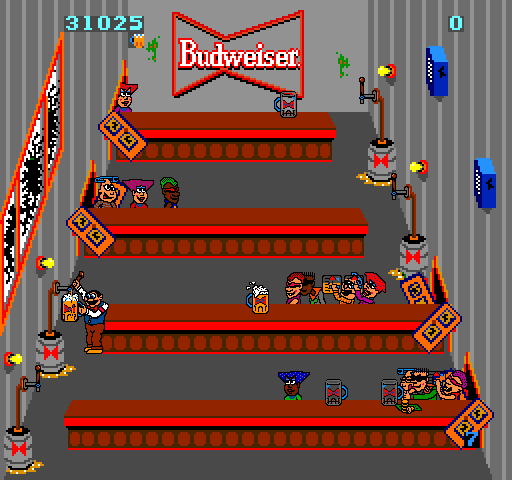 Tapper Arcade Screenshot: You'll need to serve rapidly for this crowd!