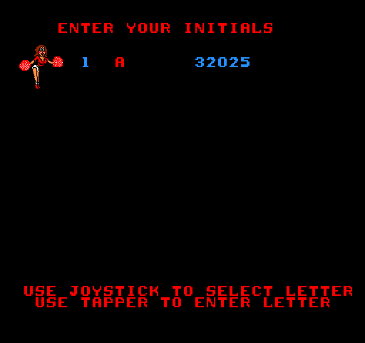 Tapper Arcade Screenshot: Game over, but I got a high score!