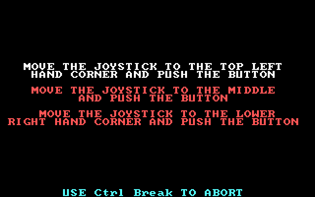 Tapper IBM PC/Compatibles Screenshot: Joystick callibration.