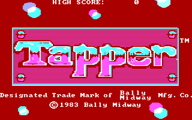 Tapper IBM PC/Compatibles Screenshot: Title screen.