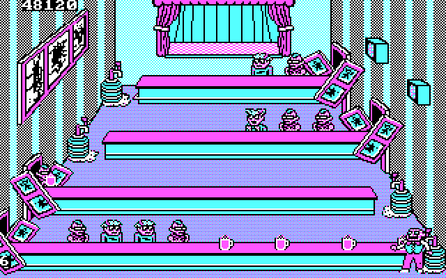 Tapper IBM PC/Compatibles Screenshot: The layout varies on each level.