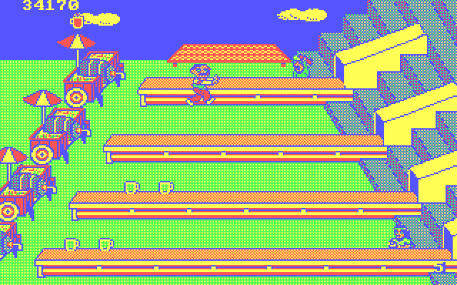 Tapper IBM PC/Compatibles Screenshot: Running to collect some glasses...