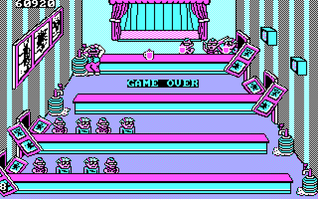 Tapper IBM PC/Compatibles Screenshot: Game over.