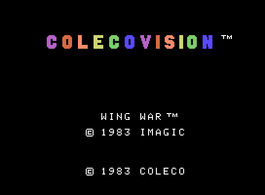Wing War ColecoVision Screenshot: Title screen.