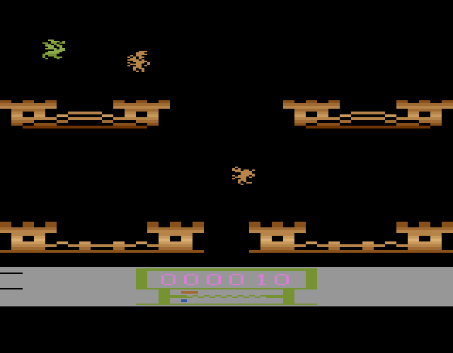 Wing War Atari 2600 Screenshot: This screen is a good place to collect fire crystals.