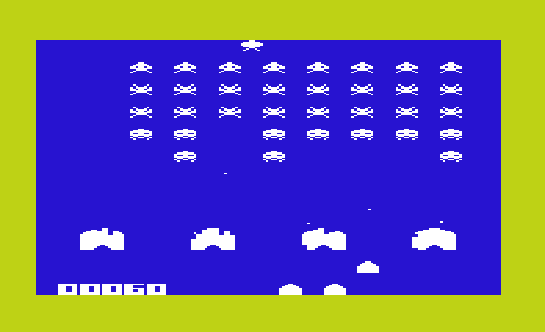 Alien Blitz Commodore VIC-20 Screenshot: Shoot the saucer for bonus points!
