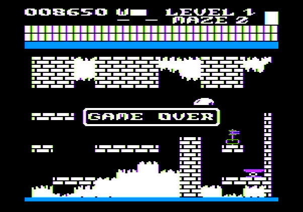 Trolls and Tribulations Apple II Screenshot: Game over.