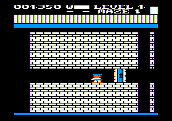 Trolls and Tribulations Apple II Screenshot: Unlocking this door to continue...