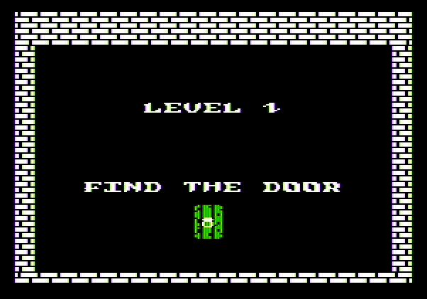 Trolls and Tribulations Apple II Screenshot: Level 1; find the door!
