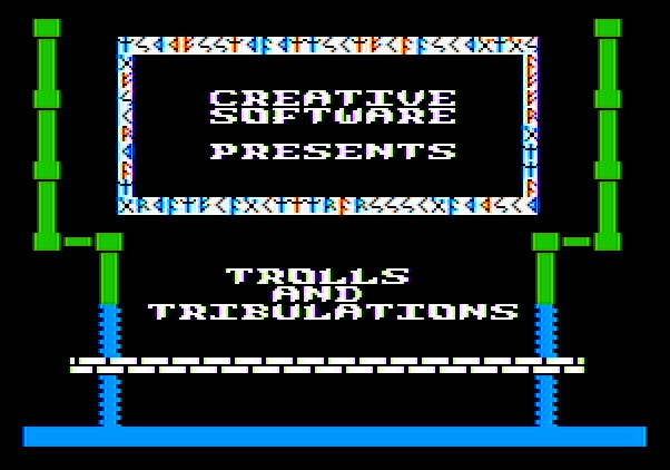 Trolls and Tribulations Apple II Screenshot: Title screen.
