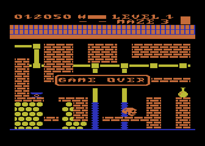 Trolls and Tribulations Atari 8-bit Screenshot: Game over.