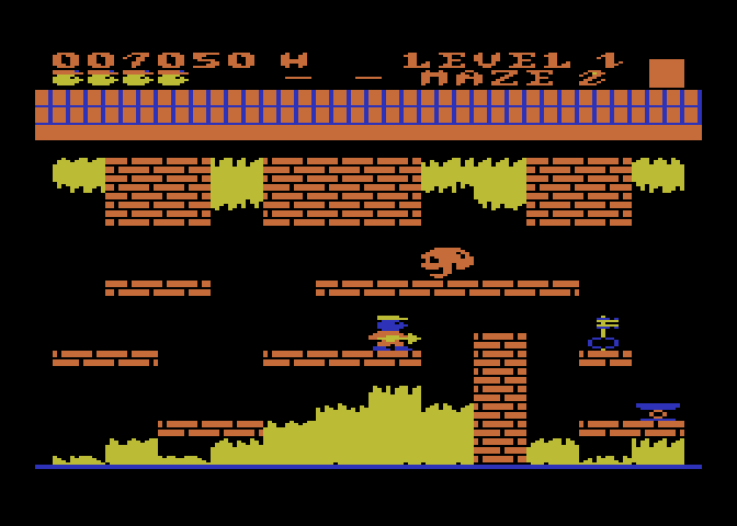 Trolls and Tribulations Atari 8-bit Screenshot: Don't get caught by the skull...