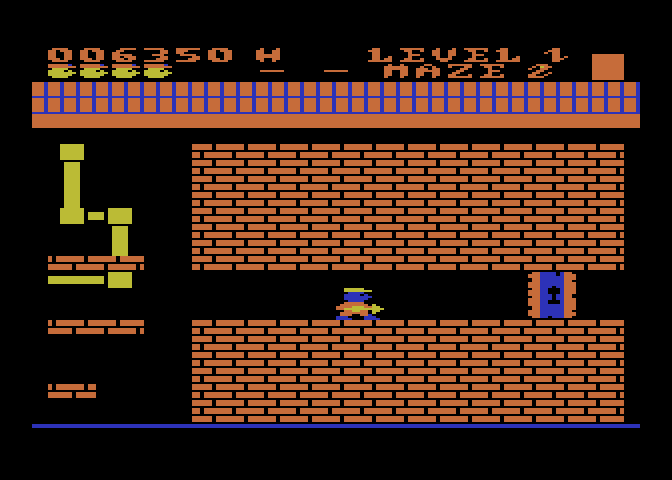 Trolls and Tribulations Atari 8-bit Screenshot: You'll need to unlock this door...